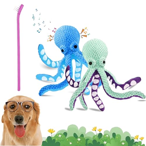 NNBWLMAEE Pawforloves Premium Pet Plush Toy, Premium Pet Plush Octopus, Paw for Loves Pet Plush Toy, Premium Pet Plush Octopus, Plush Squeaky Dog Toys (2 Pcs A) von NNBWLMAEE