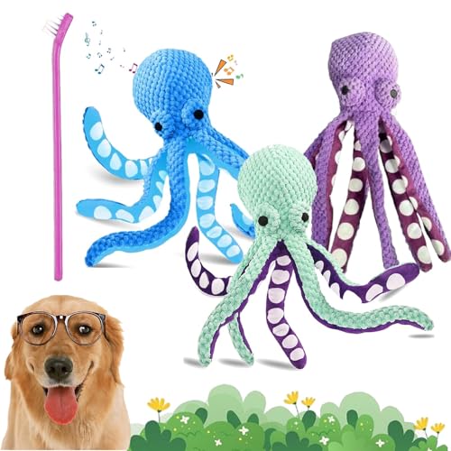 NNBWLMAEE Pawforloves Premium Pet Plush Toy, Premium Pet Plush Octopus, Paw for Loves Pet Plush Toy, Premium Pet Plush Octopus, Plush Squeaky Dog Toys (3 Pcs) von NNBWLMAEE