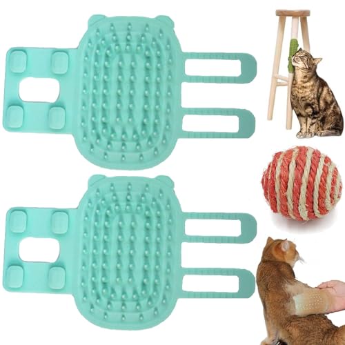 NNBWLMAEE Pet Tickling Artifact, Tickling Comb Pet Brush, Pet Back Scratcher, Pet Tickling Artifact for Cats, New Adjustable Silicone Pet Itch Rub Tool (2PCS-Green) von NNBWLMAEE