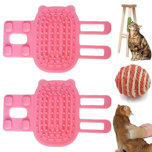 NNBWLMAEE Pet Tickling Artifact, Tickling Comb Pet Brush, Pet Back Scratcher, Pet Tickling Artifact for Cats, New Adjustable Silicone Pet Itch Rub Tool (2PCS-Pink) von NNBWLMAEE