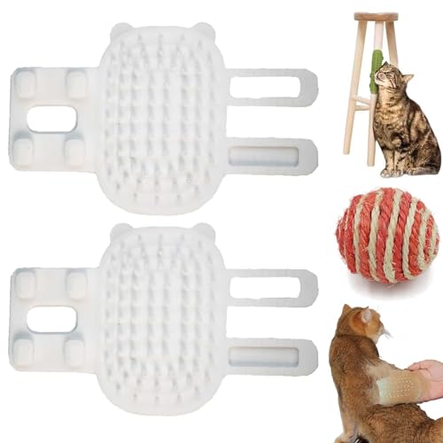 NNBWLMAEE Pet Tickling Artifact, Tickling Comb Pet Brush, Pet Back Scratcher, Pet Tickling Artifact for Cats, New Adjustable Silicone Pet Itch Rub Tool (2PCS-White) von NNBWLMAEE