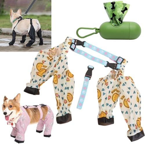 NNBWLMAEE Suspender Boots for Dogs, Dog Suspender Boots, Dog Boots Leggings for Dogs, Dogs Paw Protectors with Suspenders, Dog Outdoor Walking Running Hiking Suspender Boots (M, Yellow) von NNBWLMAEE