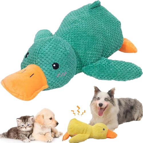 NNBWLMAEE The Mellow Dog, 2024 New Mellow Dog Calming Duck, Zentric Quack-Quack Duck Dog Toy, Cute No Stuffing Duck with Soft Squeaker, Durable Squeaky Dog Toys for Indoor Dog (Green) von NNBWLMAEE
