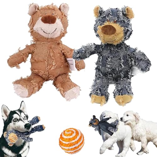 NNBWLMAEE Unbreaka-Bear, Indestructa Bear, Durabear Indestructible Bear Dog Toy, Unbreakable Teddy Extreme Bear 2.0 Dog Toys, for Aggressive Chewers Dogs, Large Dogs (2pcs-c) von NNBWLMAEE