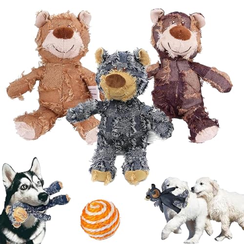 NNBWLMAEE Unbreaka-Bear, Indestructa Bear, Durabear Indestructible Bear Dog Toy, Unbreakable Teddy Extreme Bear 2.0 Dog Toys, for Aggressive Chewers Dogs, Large Dogs (3pcs-b) von NNBWLMAEE