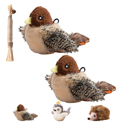 Outfany FeatherFun Flyer, Petsboro Featherfun Flyer, Feather Fun Flyer, Simulated Chirping Bird Cat Toy, Moving Interactive Bird Cat Toy, for Indoor Cats, Moving Bird Cat Toy Interactive (2pcs C) von NNBWLMAEE