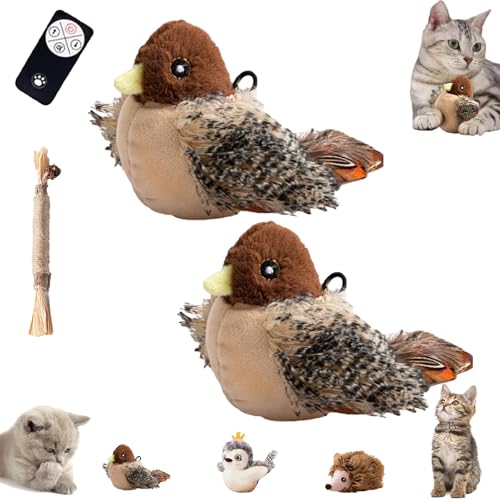 Petsboro Featherfun Flyer, Yiffany Featherfun Flyer, Feather Fun Flyer, Chirping Bird Cat Toy Flapping Wings, Flapping Bird Cat Toys for Indoor Cats, Moving Bird Cat Toy,Rechargeable (2pcs C) von NNBWLMAEE