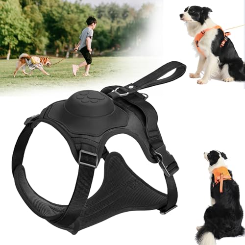 Poochbark 3 in 1 Dog Harness with Built-In Leash, Dog Harness Retractable Leash, Adjustable Pet Harness with Retractable, for Small Medium Large Dogs (Black) von NNBWLMAEE