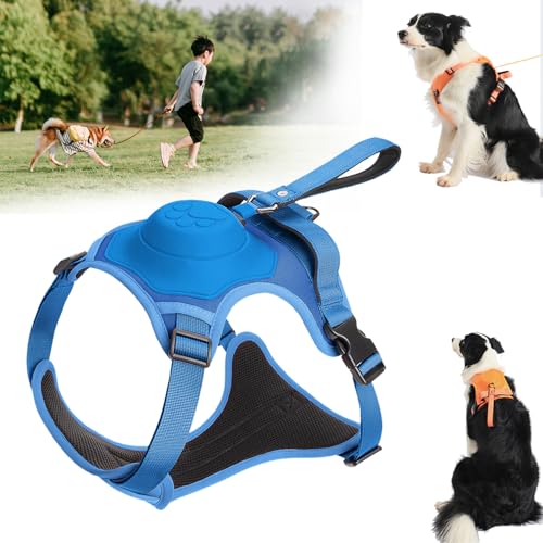 Poochbark 3 in 1 Dog Harness with Built-In Leash, Dog Harness Retractable Leash, Adjustable Pet Harness with Retractable, for Small Medium Large Dogs (Blue) von NNBWLMAEE