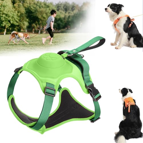 Poochbark 3 in 1 Dog Harness with Built-In Leash, Dog Harness Retractable Leash, Adjustable Pet Harness with Retractable, for Small Medium Large Dogs (Green) von NNBWLMAEE