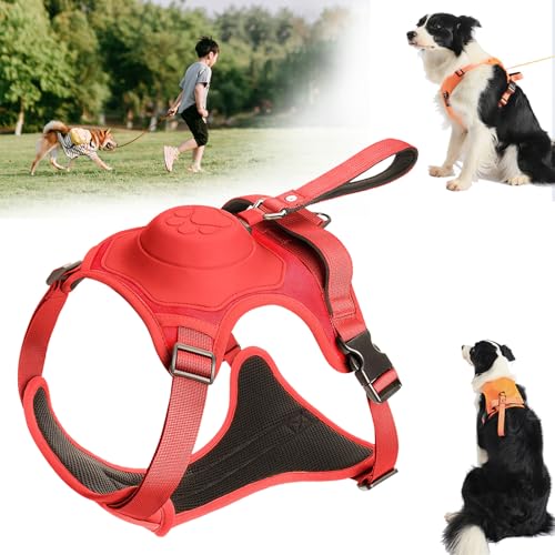 Poochbark 3 in 1 Dog Harness with Built-In Leash, Dog Harness Retractable Leash, Adjustable Pet Harness with Retractable, for Small Medium Large Dogs (Red) von NNBWLMAEE