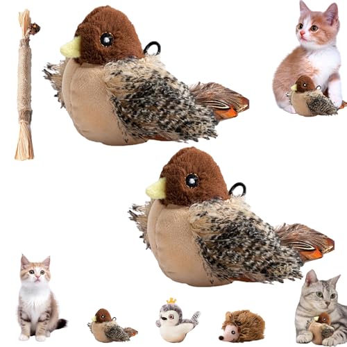 Yiffany Featherfun Flyer, Feather Fun Flyer, Petsboro Featherfun Flyer, Flapping Bird Cat Toy, Chirping Bird Cat Toy Flapping Wings, Cat Bird Toy Flapping for Indoor Cats, Srealistic (2pcs C) von NNBWLMAEE