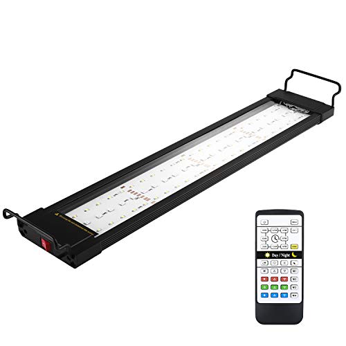 NO.17 LED Aquarium Beleuchtung, 18W Aquariumleuchte mit Fernbedienung und ausziehbaren Halterungen, 24/7 Automatisierte Aquarienbeleuchtung, RGB-Farben (55-70 cm,18W) von NO.17