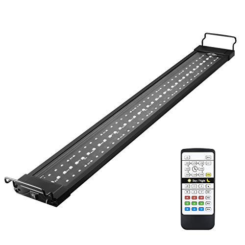 NO.17 LED Aquarium Beleuchtung, 28W Aquariumleuchte mit Fernbedienung und ausziehbaren Halterungen, 24/7 Automatisierte Aquarienbeleuchtung, RGB-Farben (75-90 cm,28W) von NO.17