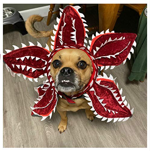 Hunde Demogorgon Cosplay Kostüm Haustiere Katzen Welpen Fremden TV Halloween Dress Up Dekoration Kopfbedeckung Hals Stirnband Party Requisiten für Weihnachten Party Geschenk Rot von Verceco