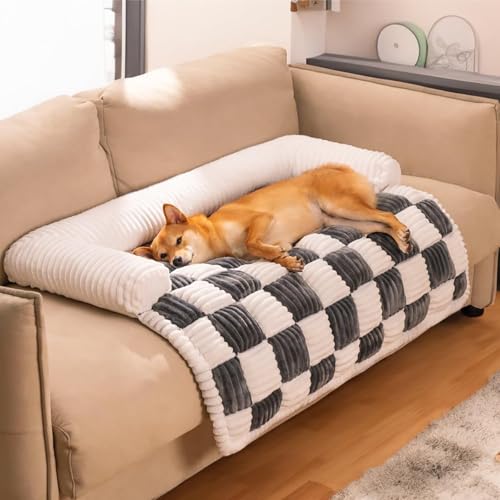 NOBBAT Hundesofabett, beruhigende Hundesofa-Bettmatte, beruhigendes Hundebett, waschbar, Plüsch-Couchbezug für Hundemöbelschutz, Haustiersofa, rutschfeste Unterseite(Gray,75x75cm) von NOBBAT