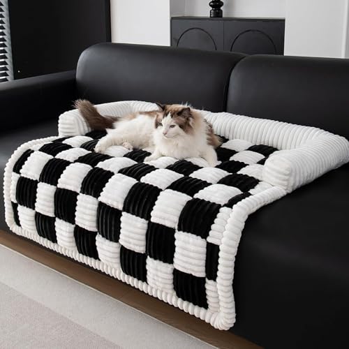 NOBBAT Hundesofabett, beruhigende Hundesofa-Bettmatte, beruhigendes Hundebett, waschbar, Plüsch-Couchbezug für Hundemöbelschutz, Haustiersofa, rutschfeste Unterseite(Schwarz,75x75cm) von NOBBAT