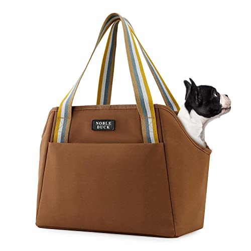 Noble DK Transporttasche für kleine Hunde, mit Taschen, tragbar, für kleine Hunde und Katzen, weiche Seiten, mit verstellbarem Sicherheitsgurt, Wandern, Reisen (Khaki) von NOBLE DUCK