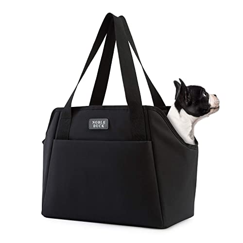 Noble DK Transporttasche für kleine Hunde, mit Taschen, tragbar, für kleine Hunde und Katzen, weiche Seiten, mit verstellbarem Sicherheitsgurt, Wandern, Reisen (schwarz) von NOBLE DUCK