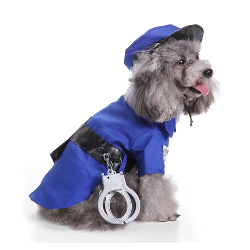 Hunde-Polizei-Kostüm, Hunde-Cosplay-Outfit, Atmungsaktives, Lustiges Welpenkostüm Teddy Weihnachten, Halloween (Blauer Polizist) von NOENNULL