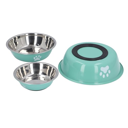 Hundefutter-Wassernapf-Set, 3-teilig, Edelstahl-Haustiernapf, Rutschfester Boden, Rostbeständig, Wasser- und Futternapf, Einfache Reinigung, Katzen- und Hundefutternapf von NOENNULL