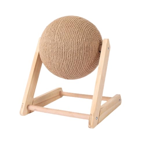 Katzenspielzeug aus Sisal, Interaktiver Rotierender Ball für Katzen und Kätzchen, Kratzball aus Holz, Spielzeug für den Innenbereich, Spielspaß, 100% Jute, Katzenspielzeug Zum von NOENNULL