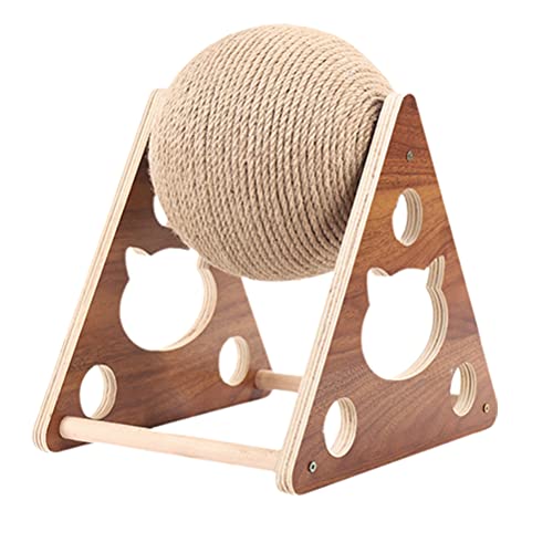 Katzenspielzeug aus Sisal, Interaktiver Rotierender Ball für Katzen und Kätzchen, Kratzball aus Holz, Spielzeug für den Innenbereich, Spielspaß, 100% Jute, Katzenspielzeug Zum von NOENNULL