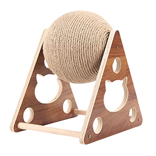 Katzenspielzeug aus Sisal, Interaktiver Rotierender Ball für Katzen und Kätzchen, Kratzball aus Holz, Spielzeug für den Innenbereich, Spielspaß, 100% Jute, Katzenspielzeug Zum von NOENNULL