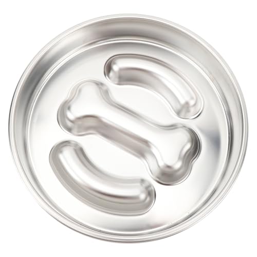 NOENNULL Pet Slow Feeder Hundenapf, Langsam Fressende Hundenapf, Edelstahl-Futternapf, 2 Tassen, 4 Mm Dick, rutschfest, Verbesserte Gesundheit, Hundefutter, (Knochenstil mit Silikon: 22 x von NOENNULL