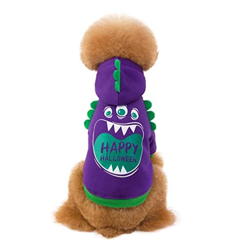 NOLITOY 1stk Halloween-haustierkleidung Halloween-haustiermantel Haustier-Overall-Shirt Welpen-Bodysuit Kleidung Zum Anziehen Für Haustiere Warme Jacke Winter Polyester Violett Hund Katze von NOLITOY