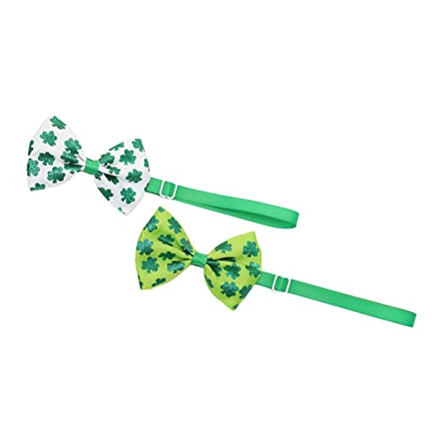 NOLITOY 2st Kleeblatt-Fliege Verstellbares Katzenhalsband Haustier St. Patricks Day Kostüm Irish Hundehalsband Kätzchen-Kragen-anhänger Party-Haustier-Fliege Irland Schleife Cosplay von NOLITOY