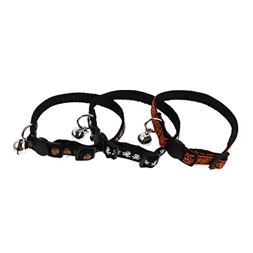 NOLITOY 3st Haustierhalsband Halloween-welpenhalsband Gruseliges Hundehalsband Glockenhalsbänder Für Hunde Halloween-Fliege Verstellbarer Kätzchenkragen Polyester Hündchen Schmücken von NOLITOY