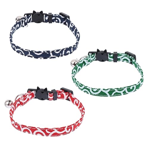 NOLITOY 3st Haustierhalsband Haustier Katzenhalsband Hummeln Verstellbares Katzenhalsband Bedruckter Hund Halsband Mit Katzenhalskette Kätzchen Glockenhalsband Schnalle Nylon Trennen von NOLITOY