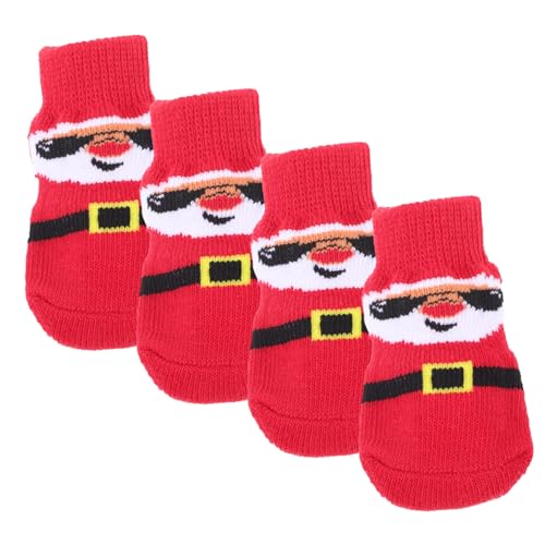 NOLITOY 4 Stück Haustier Socken Hunde-Grip-socken Weihnachtssocken Für Haustiere Weihnachtsstrümpfe Hund Socken Für Hund Entzückende Haustiersocken Entzückende Hundesocken rutschfest von NOLITOY