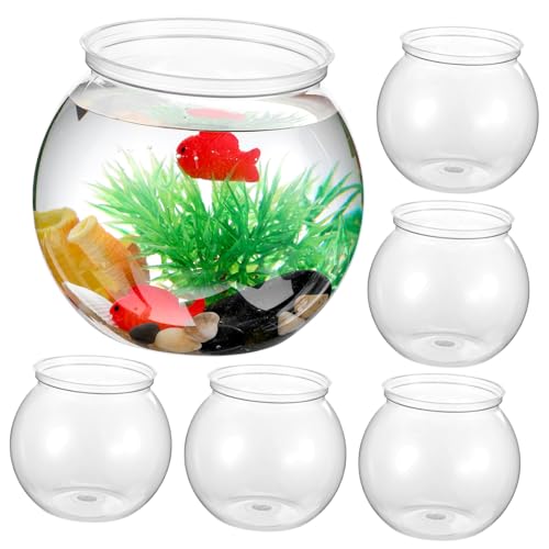 NOLITOY 6 Stück Rundes Aquarium Halloween-Fischschale Kunststoff Hydrokultur-Pflanzenhalter Dekorationszubehör Desktop-Aquarium Kleine Fischschalen Betta-Aquarium Tisch-Aquarium von NOLITOY