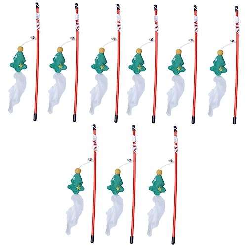 NOLITOY 9 STK Weihnachtsstrumpf Katzenspielzeug Weihnachtskatzen-Tease-Stick Kauspielzeug Für Hunde Zu Weihnachten Weihnachtskatze Teaser Spielzeug Katzenstock Haustier Ältere von NOLITOY