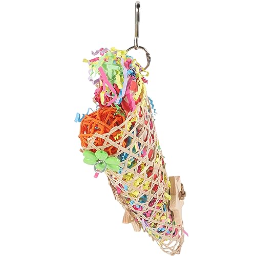 NOLITOY Papagei Kauspielzeug Hängendes Papageienspielzeug Vogel-luffa-Spielzeug Vogelspielzeug Aus Holzblöcken Vogelschaukelspielzeug Sittichspielzeug Hanfseil Papageienkäfig Kauen von NOLITOY