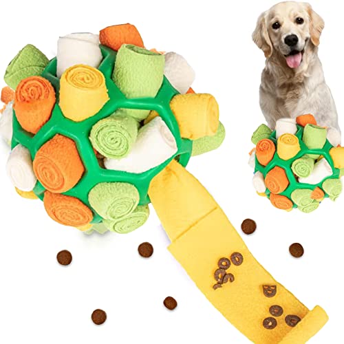 NOMOY Schnüffelball für Hunde, 20 cm, interaktive Bereicherung, Kauspielzeug für Hunde, natürliches Futtertraining, für kleine, mittelgroße und große Hunde, Angstlinderung (gelb + grün) von NOMOY