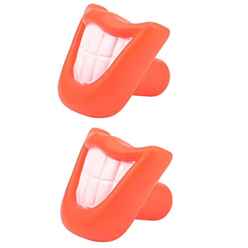 NONDK 2 x lustiges Quietschspielzeug, großes Lächeln, Lippen und Zähne, Rot von NONDK