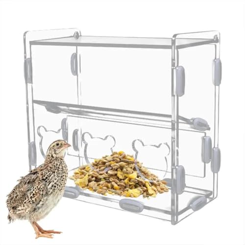 NONDK Futterbox für Papageien, Futterbehälter aus Acryl, Futterbox mit mehreren Öffnungen, transparente Futterbox für Vögel für Finken und Papageien von NONDK