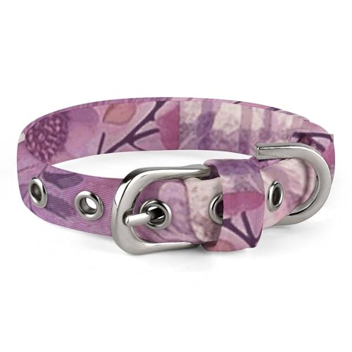 Hundehalsband mit violetten Blumen, mit Schnalle, niedliche Haustier-Halskette, verstellbar, Sicherheitshalsband für kleine und mittelgroße Hunde, breites Hundehalsband von NONHAI