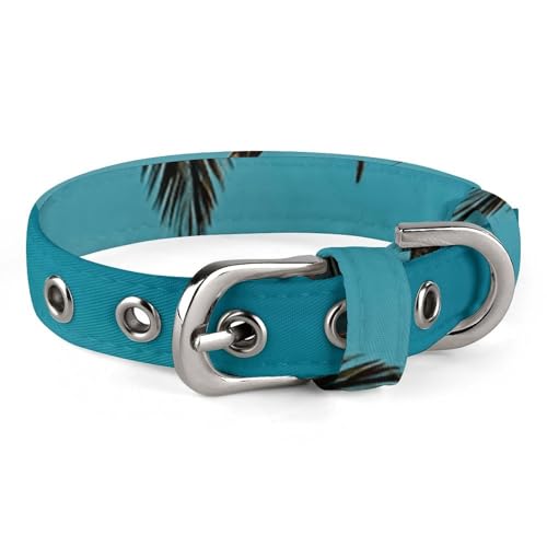 Palm Tree Hawaii Beach Hundehalsband mit Schnalle, niedliche Haustier-Halskette, verstellbar, Sicherheitshalsband für kleine und mittelgroße Hunde, breites Hundehalsband von NONHAI