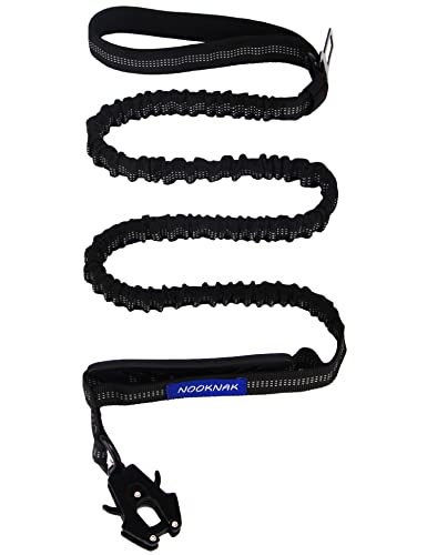 NOOKNAK Taktische Hundeleine, 1,8 m, robust, reflektierend, Bungee-Hundeleine mit Schnellverschluss, Frosch-Clip, 4-in-1, stoßdämpfende Trainingsleine für mittelgroße und große Hunde (schwarz) von NOOKNAK