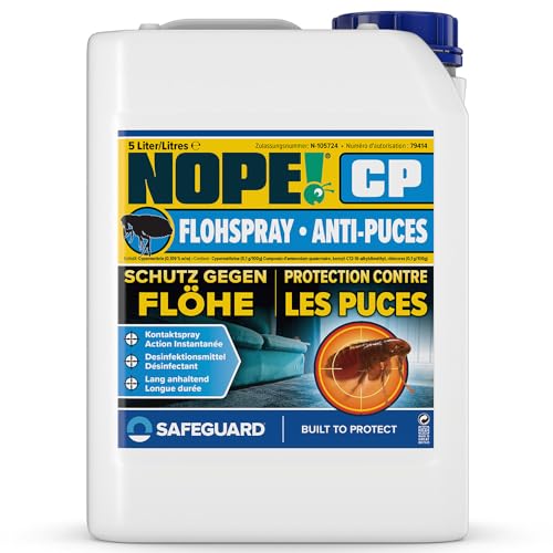 NOPE! CP Anti Floh Spray – Mittel gegen Flöhe, Umgebungs-Flohspray eliminiert Flöhe im Haus – effektive Bekämpfung von Flöhen, Spray zur Flohbekämpfung im Innen- und Außenbereich (5 L) von NOPE!