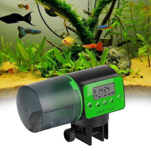 NOPNOG Einstellbarer Automatischer Fischfutterautomat für Aquarium, 2 in 1 Manueller und intelligenter Fischfutterautomat mit LCD-Display, 200ML von NOPNOG