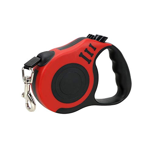 NOPNOG Einziehbare Hundeleine, automatisches Flexibles Zugseil, für kleinen Mittelhund, ABS-Schale und Nylonseil (Rot,3 Meter Seil) von NOPNOG