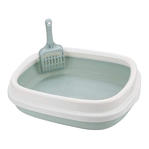 NOPNOG Katzentoilette, mit Scoop, Anti-Splash Pet Bedpan, halbgeschlossene Katzentoilette für Haustiere, 40 × 32,5 × 10 cm (Blau) von NOPNOG