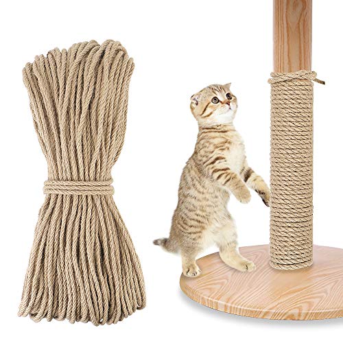 NOPNOG Natürliche Sisal Seil Typ Katze Klettergerüst, für Katze Schärfen Klaue, DIY Kratzbaum Spielzeug, Schreibtisch Beine Bindung Seil, 100m lang (Breite 5MM) von NOPNOG