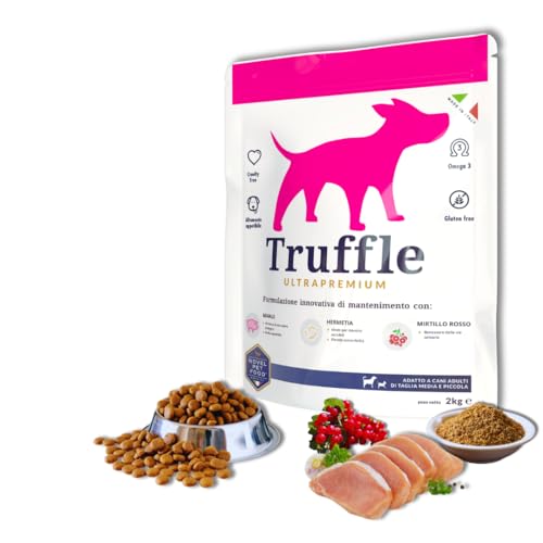 Novel Pet Food, Truffle Ultrapremium Schwein, Trockenfutter für erwachsene Hunde, glutenfrei, mit Schweinefleisch, Larvenmehl, reinem und raffiniertem Schmalz, Lachsöl, 2 kg von NOVEL PET FOOD