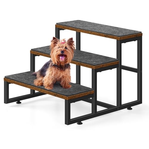 Haustiertreppe,Tiertreppe mit 3 Stufen,Tiertreppe,Einfach zu Montieren,Tiertreppe mit 3 Stufen,Hunde 32.8cm hoch,katzentreppe für alte Katzen,Hundetreppe für kleine,Rampe für Hund/Katze von NOVIMANGO